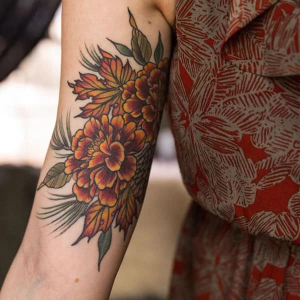 Marigold Sleeve Tattoo