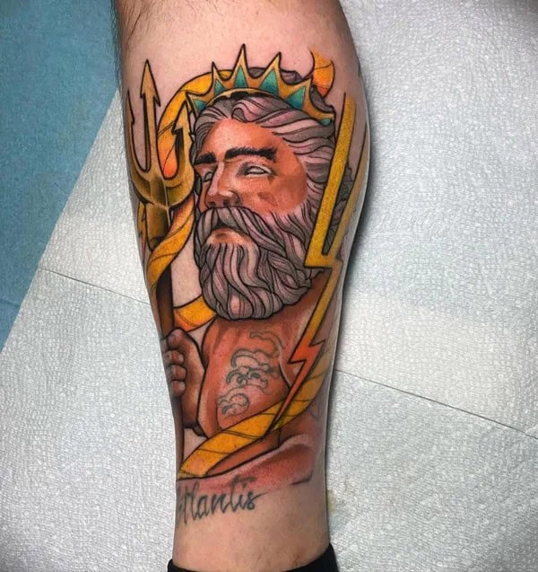 Neo Traditional Poseidon Tattoo