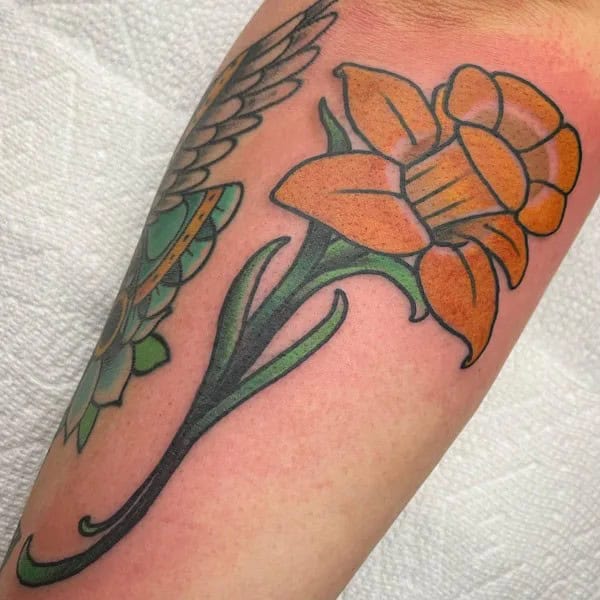 Traditional Daffodil Tattoo