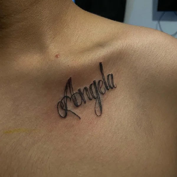 Name on Shoulder Tattoo