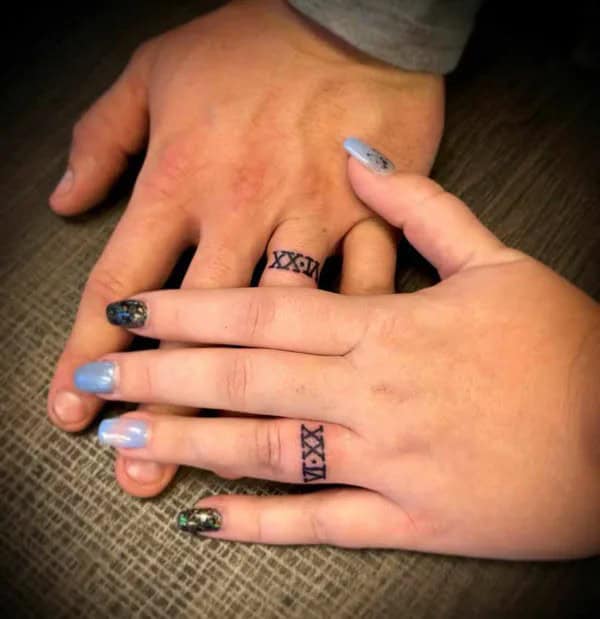 Roman Numeral Wedding Ring Tattoo