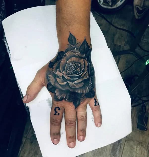 Black Rose Tattoo on the Hand