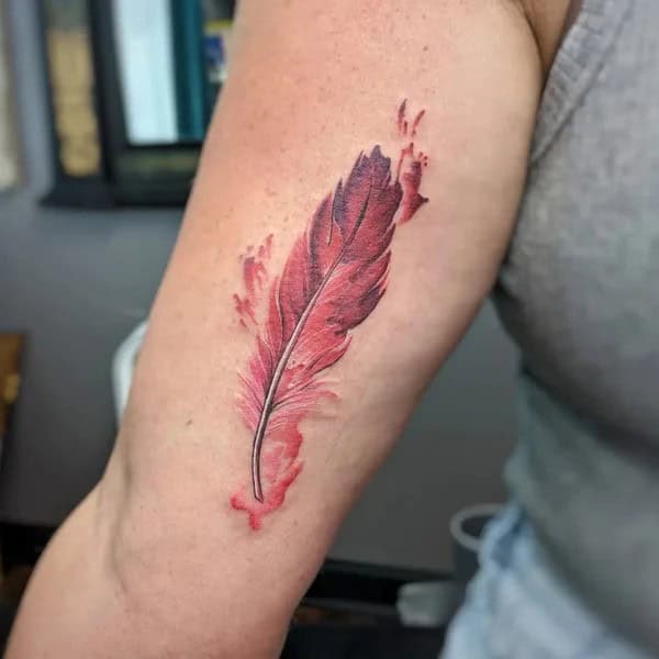 Cardinal Feather Tattoo