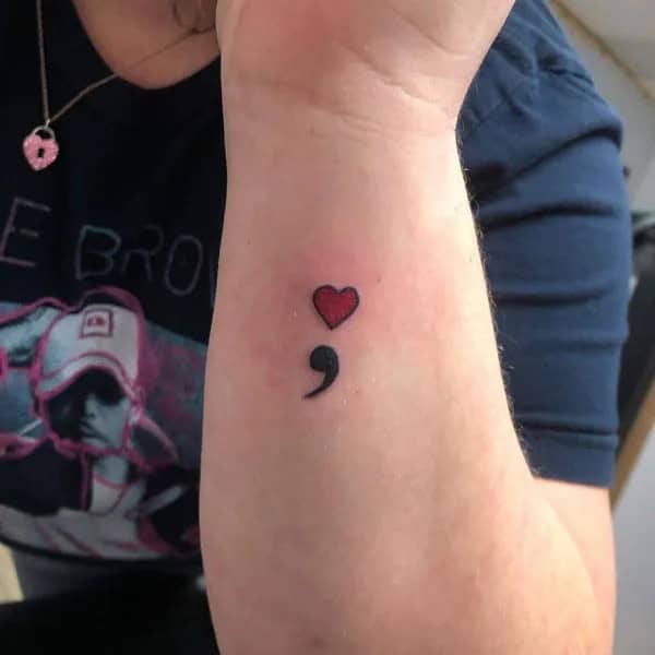 Semicolon Heart Tattoo