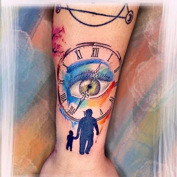 Watercolor Father Son Tattoo