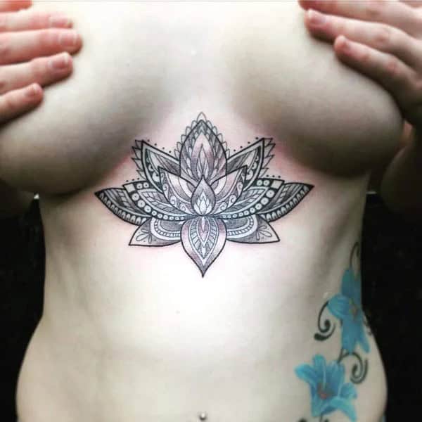 Lotus Sternum Tattoo