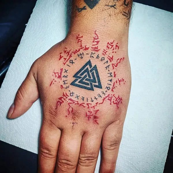 Valknut Hand Tattoo