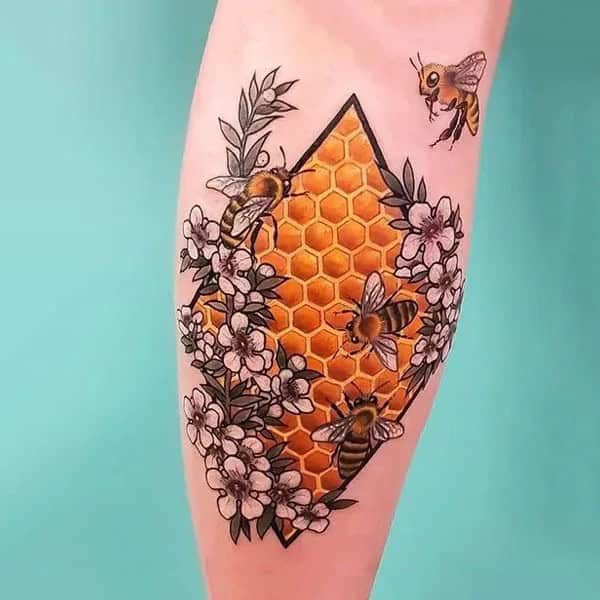 Bee and Honeycomb Tattoo