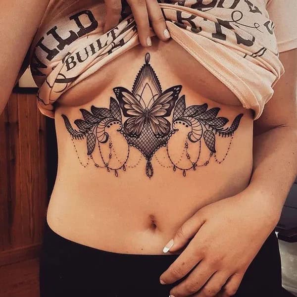 Butterfly Underboob Tattoo