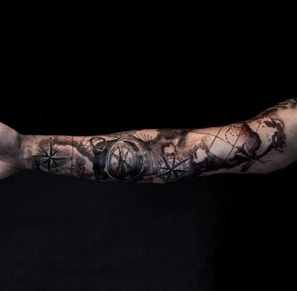 Compass Sleeve Tattoo