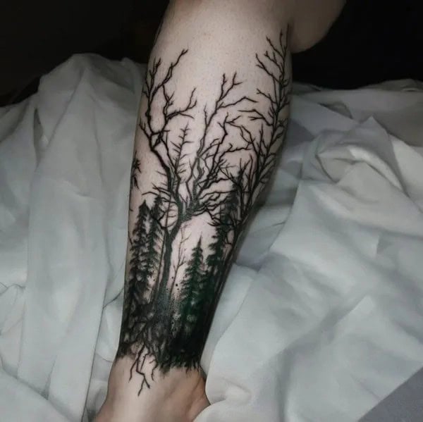 Pine Tree Forest Tattoo