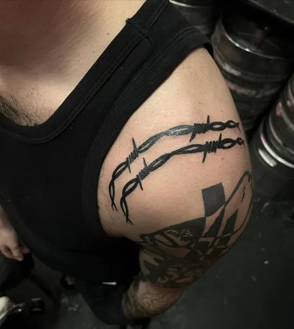 Barbed Wire Shoulder Tattoo