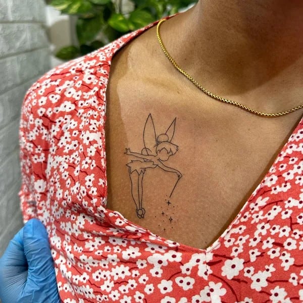 Tinkerbell Chest Tattoo