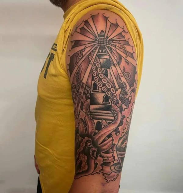 Kraken Lighthouse Tattoo