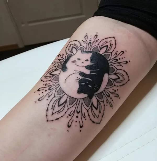 Cat Yin Yang Tattoo