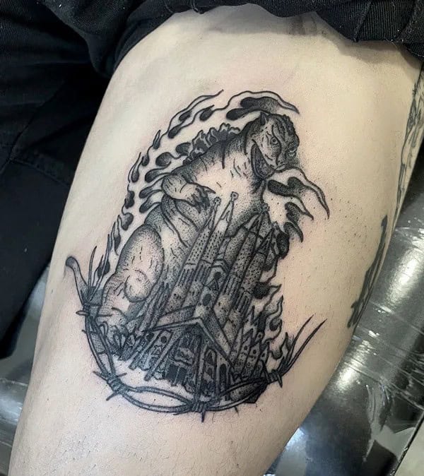 Godzilla vs Ghidorah tattoo