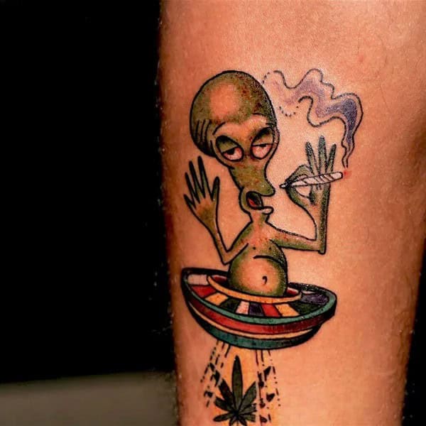 Alien Weed Tattoo