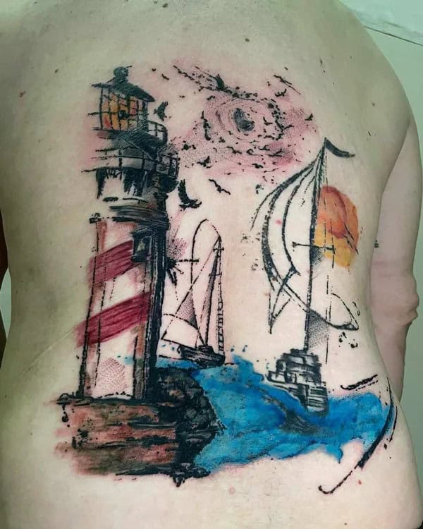 Lighthouse Abstract Tattoo