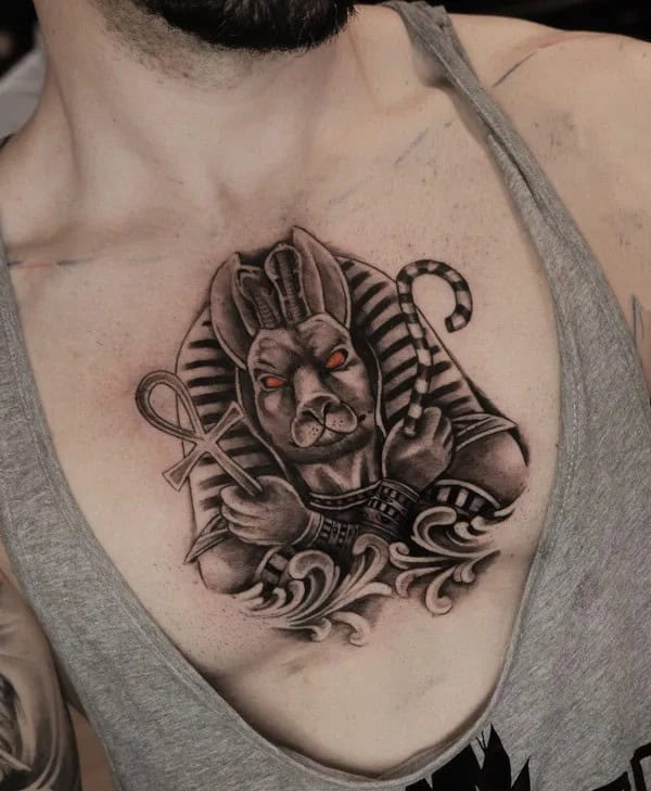 Anubis Chest Tattoo