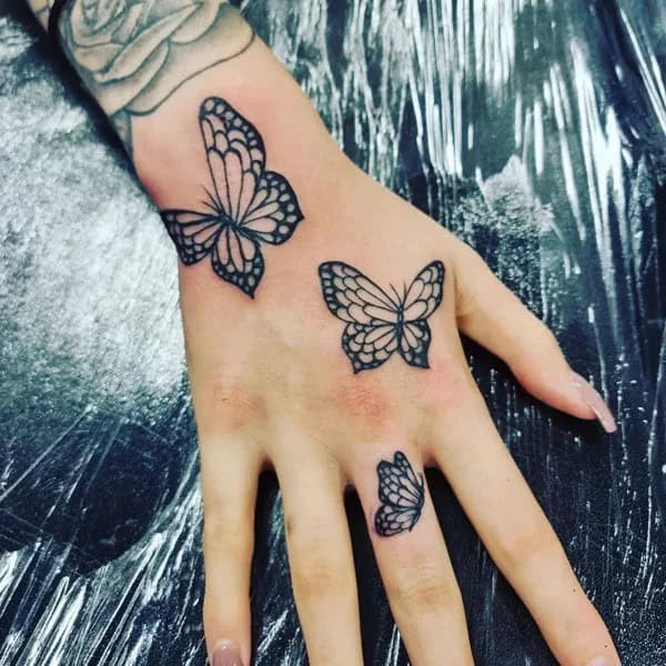 Semicolon Butterfly Hand Tattoo