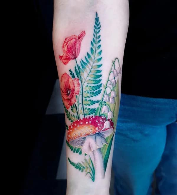 Poppy and Lily of The Valley Tattoo