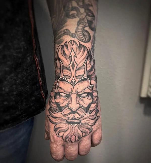 Poseidon Hand Tattoo