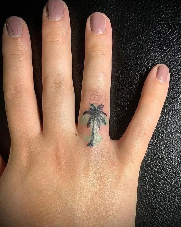 Palm Tree Finger Tattoo