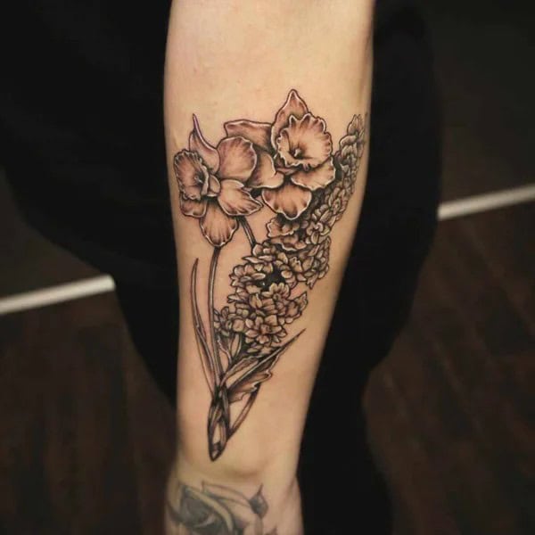 Larkspur and Daffodil Tattoo