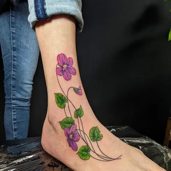 Violet Tattoo on The Foot