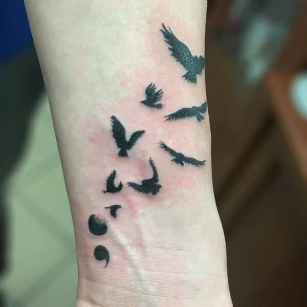 Semicolon Tattoos with Birds