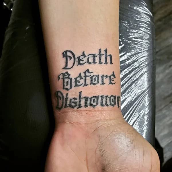 Death Before Dishonour Bicep Tattoo