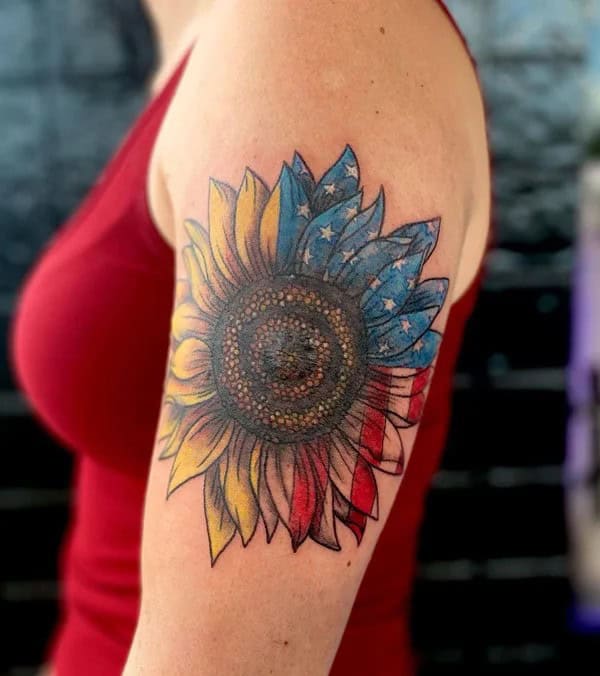 Patriotic Sunflower Tattoo