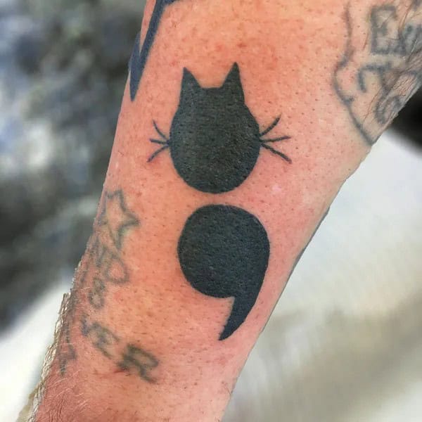 Cat Semicolon Tattoo