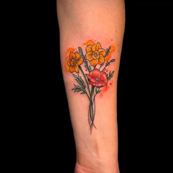 Poppy and Daffodil Tattoo