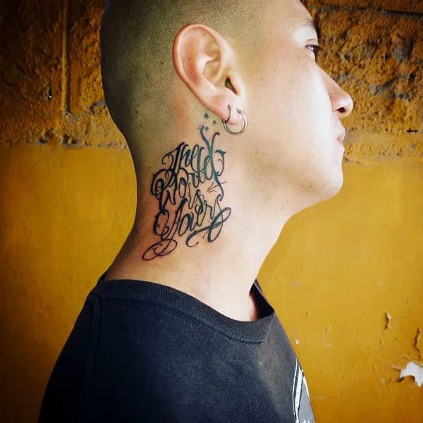 “The World Is Yours” Neck Tattoo