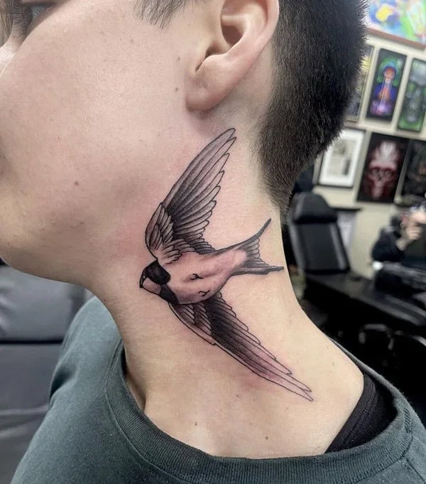 Sparrow Neck Tattoo