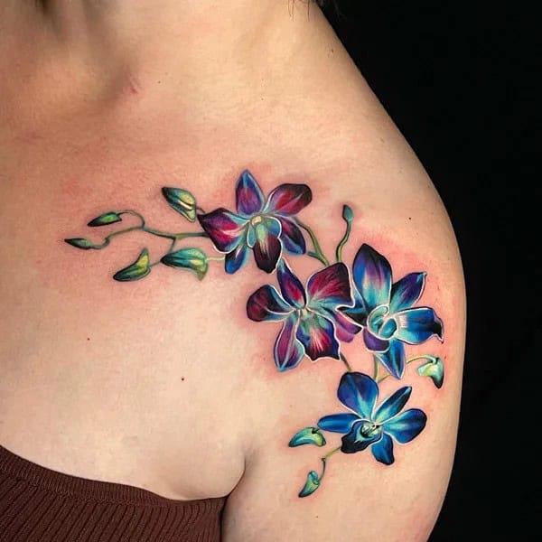 Orchid Shoulder Tattoo