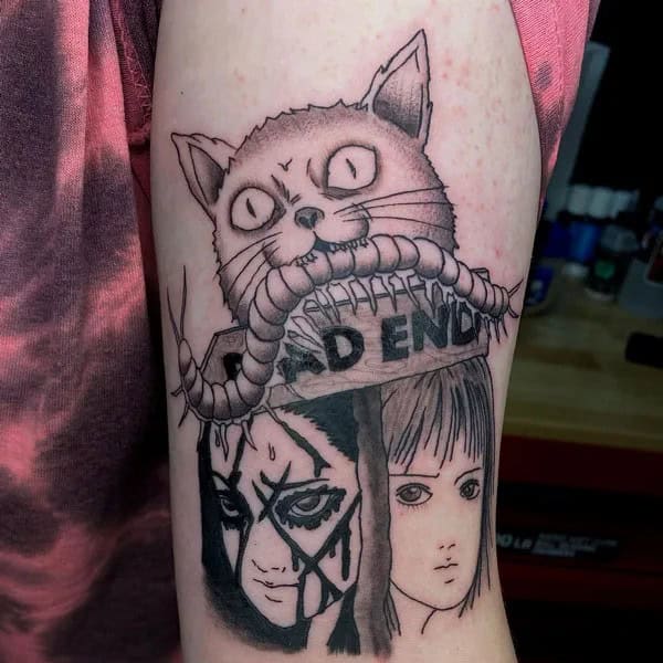 Geometric Junji Ito Tattoo