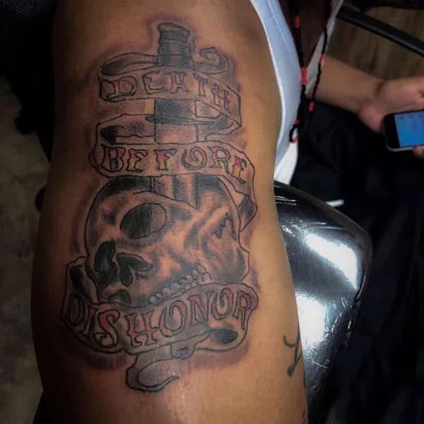 Death Before Dishonour Bicep Tattoo