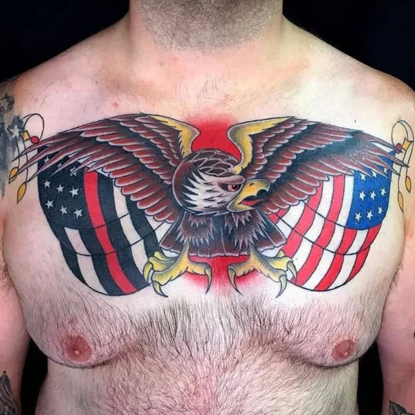 Patriotic Chest Tattoo