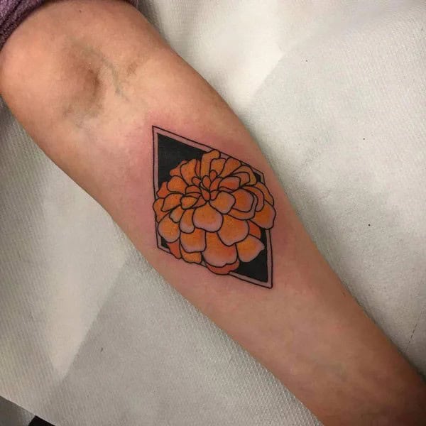 Geometric Marigold Tattoo