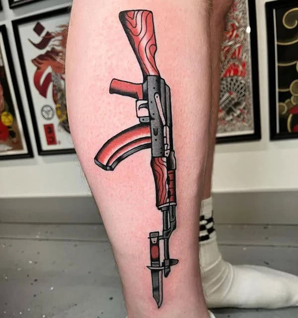 AK-47 Leg Tattoo