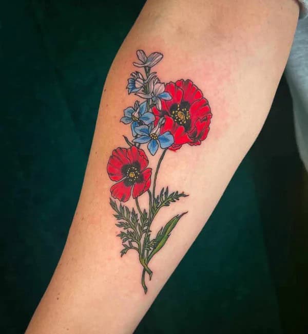 Larkspur and Poppy Tattoo