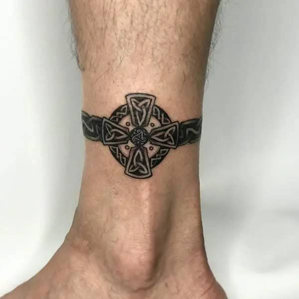 Leg Bracelet Celtic Cross Tattoo