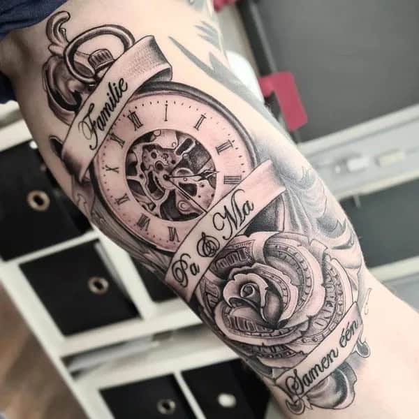 Money Rose Bicep Tattoo