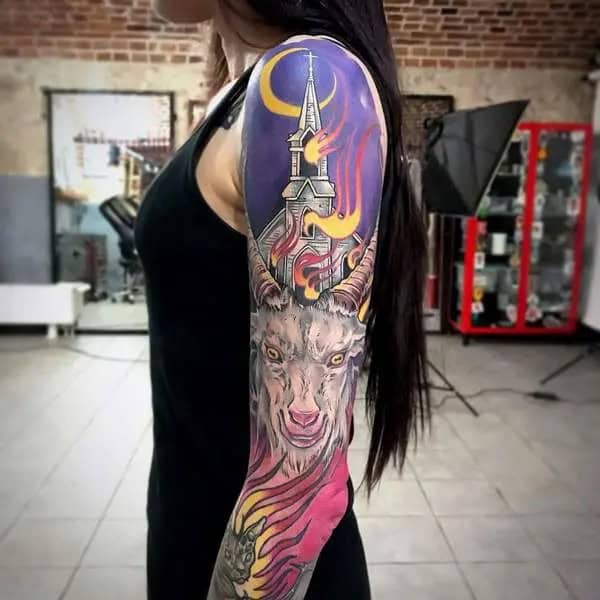 Baphomet Sleeve Tattoo