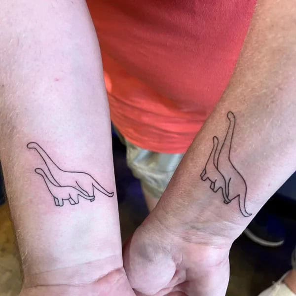 Mother Son Dinosaur Tattoo