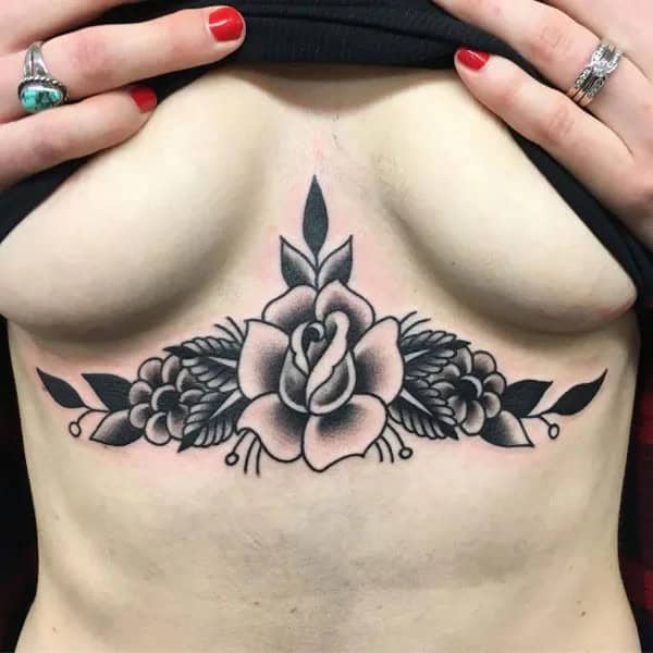 Rose Underboob Tattoo