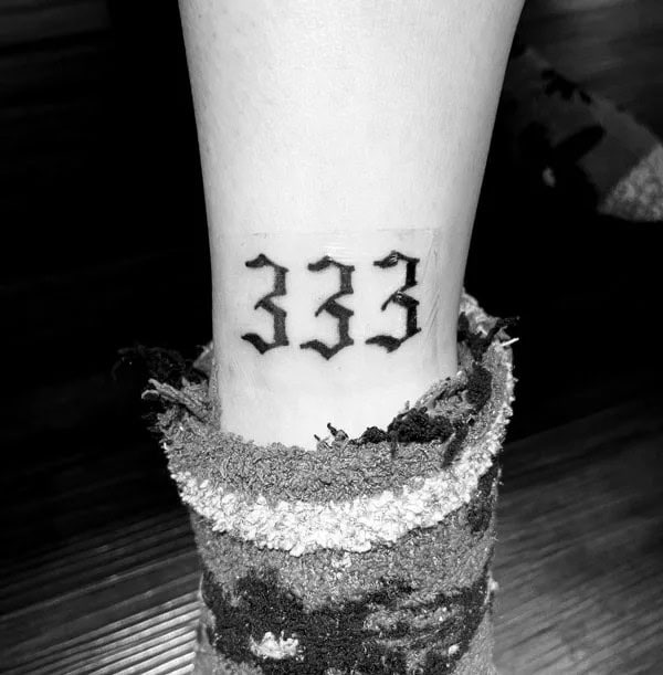 333 Behind The Neck Tattoo