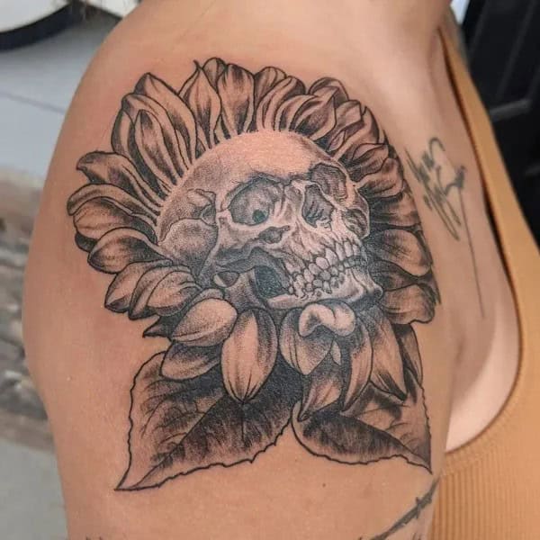 Sunflower Skull Tattoo